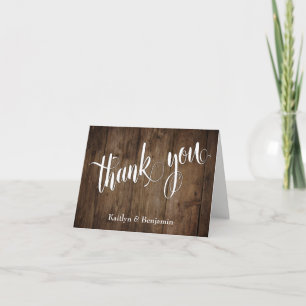 Carte De Remerciements Bois Brun Rustique avec Typographie Élégante