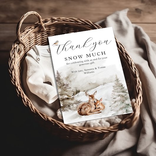 Carte De Remerciements Bois d'hiver Oh Deer Thème Baby Boy Douche