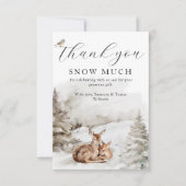 Carte De Remerciements Bois d'hiver Oh Deer Thème Baby Boy Douche (Devant)