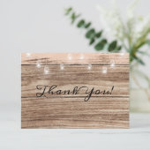 Carte De Remerciements Bois et lanternes roses rustiques (Debout devant)