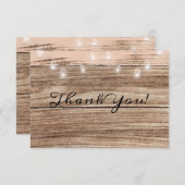 Carte De Remerciements Bois et lanternes roses rustiques (Devant / Derrière)