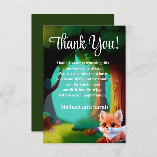 Carte De Remerciements Bois forêt animal mignon bébé foin (Devant / Derrière)