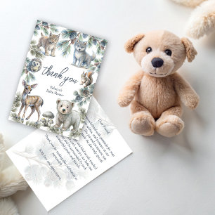 Carte De Remerciements Bois forêt bois mignon bébé animaux baby shower