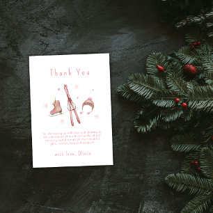 Carte De Remerciements Bois hivernal rose Après Bébé Fête prénatale bébé