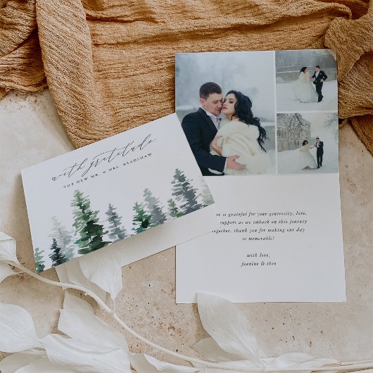 Carte De Remerciements Bois | Mariage de pin d'hiver