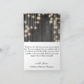 Carte De Remerciements Bois noir rustique avec lumières (Intérieur)