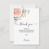 Carte De Remerciements Bois rose doré fleuri eucalyptus vert (Devant)