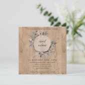 CARTE DE REMERCIEMENTS BOIS RUSTIQUE DIAPOSITIVE ROSE BRUNCH FLORAL BUBBL (Debout devant)