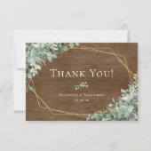 Carte De Remerciements Bois rustique Eucalyptus Mariage botanique (Devant)