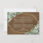 Carte De Remerciements Bois rustique Eucalyptus Mariage botanique (Dos)