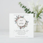 CARTE DE REMERCIEMENTS BOIS RUSTIQUE LICE ROSE FIANÇAILLES FLORAL INVITAT (Debout devant)