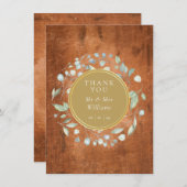 Carte De Remerciements Bois rustique Mariage d'or Garland (Devant / Derrière)