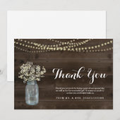 Carte De Remerciements Bois rustique personnalisé et lumières féeriques (Devant / Derrière)