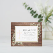 Carte De Remerciements Bois rustique vert Christian Funerla (Debout devant)