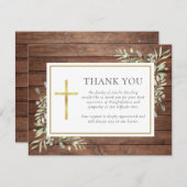 Carte De Remerciements Bois rustique vert Christian Funerla (Devant / Derrière)