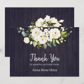 Carte De Remerciements *~* Bois vieilli rustique Rose blanche Fête des ma (Devant / Derrière)