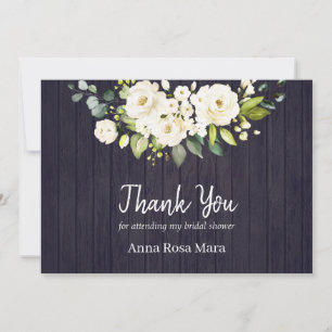 Carte De Remerciements *~* Bois Vieilli Rustique Rose Blanche Shower de M