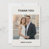 Carte De Remerciements Bold Black White Photo Modern Wedding Custom (Devant)