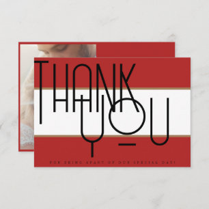 Carte De Remerciements Bold Crimson Red Typography Mariage photo