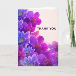 Carte De Remerciements Bold Floral Thank You Card Modern Purple Blue