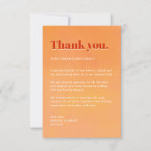 Carte De Remerciements Bold Fun Modern Orange Sunset Monogram Wedding (Devant)