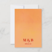 Carte De Remerciements Bold Fun Modern Orange Sunset Monogram Wedding (Dos)
