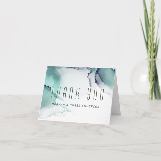 Carte De Remerciements Bold Jade and Navy Blue Modern Fluid Enk (Devant)