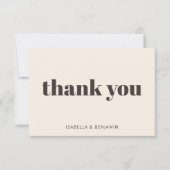 Carte De Remerciements Bold Typography Cream Brown Custom Wedding Flat (Devant)