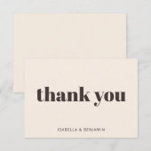 Carte De Remerciements Bold Typography Cream Brown Custom Wedding Flat (Devant / Derrière)
