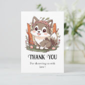 Carte De Remerciements Bon Baby shower de loup mignon (Debout devant)