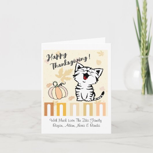 Carte De Remerciements Bon thanksgiving de chats mignons (Devant)