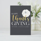 Carte De Remerciements "Bon thanksgiving" gris argenté bleu foncé (Debout devant)