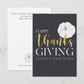 Carte De Remerciements "Bon thanksgiving" gris argenté bleu foncé (Devant / Derrière)