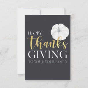 Carte De Remerciements "Bon thanksgiving" gris argenté bleu foncé