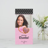 Carte De Remerciements Bonbon 16 à biscuits de coeur de dentelle de (Debout devant)