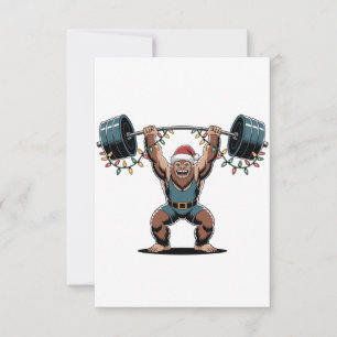 Carte De Remerciements Bonhomme de neige Haltérophile Noël 2026 Fitness d