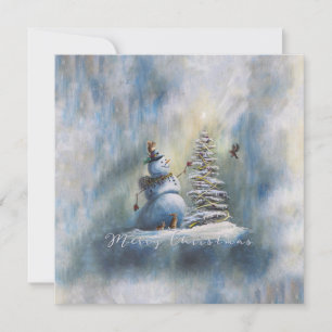 Carte De Remerciements Bonhomme de neige joyeux carré 5,25"