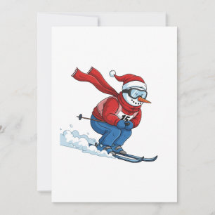 Carte De Remerciements Bonhomme de neige Skieur Noël 2026 Vacances Sports