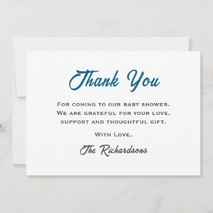 Carte De Remerciements Bonjour Baby shower Gris Baleine Bleu Sous La Mer