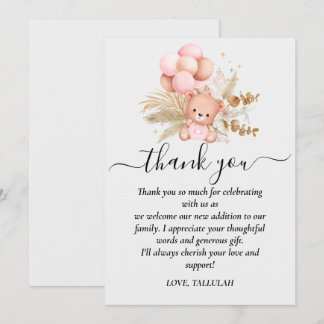 Carte De Remerciements Bonjour Bébé Ours Bohème Douche