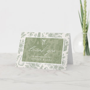 Carte De Remerciements Bonjour Bebe Toile Vert Sauge Fête de Naissance Fr