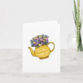 Carte De Remerciements Bonjour Sweetie Teapots avec Fleurs Blank (Devant)