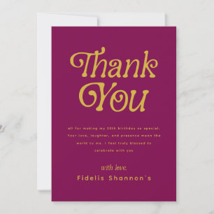 Carte De Remerciements Bonjour Trente Vin Retro rouge 30e Anniversaire Fê