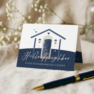 Carte De Remerciements Bonjour Voisin Immobilier Marine Aquarelle Porte