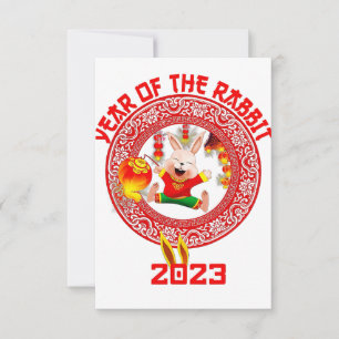 Carte De Remerciements Bonne année lunaire 2023, mignon lapin chinois