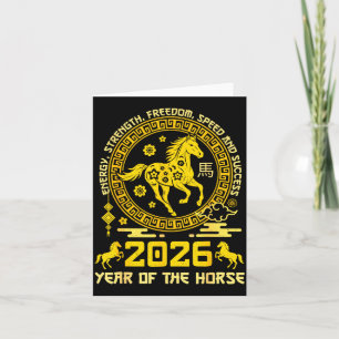 Carte De Remerciements Bonne année lunaire chinoise du cheval 2026 zodiaq