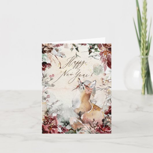 Carte De Remerciements Bonne année renard (Devant)