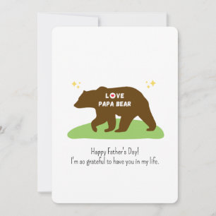 Carte De Remerciements Bonne Fête des pères Papa Bear
