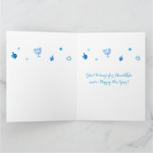 Carte De Remerciements Bonne fête Hanoukka belle décoration bleue (Intérieur)