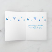 Carte De Remerciements Bonne fête Hanoukka belle décoration bleue (Intérieur)